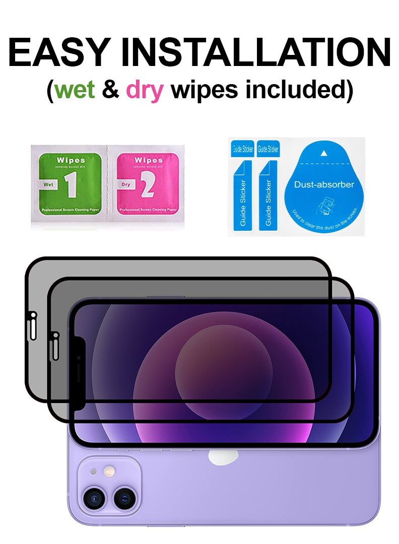 Theodor Pack of 2 Tempered Glass Screen Protector With 9H hardness For APPLE IPHONE 12 Privacy 6.1 - Image 3