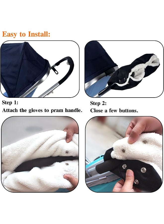 Tbrand Tbrand Stroller Hand Muff, Winter Extra Thick Pushchair Gloves - Image 3