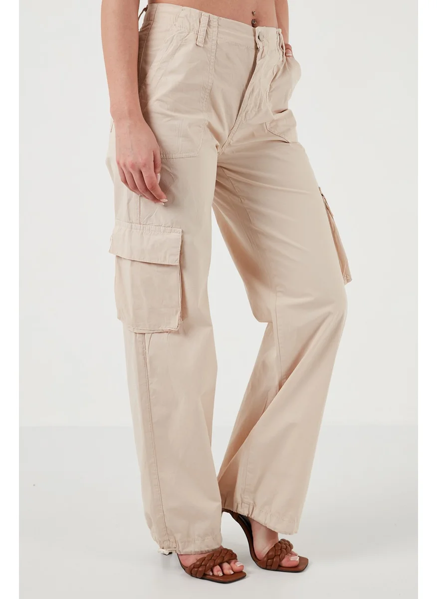 Lela Cotton High Waist Wide Leg Cargo Pants Women's Trousers 668YP50022S4