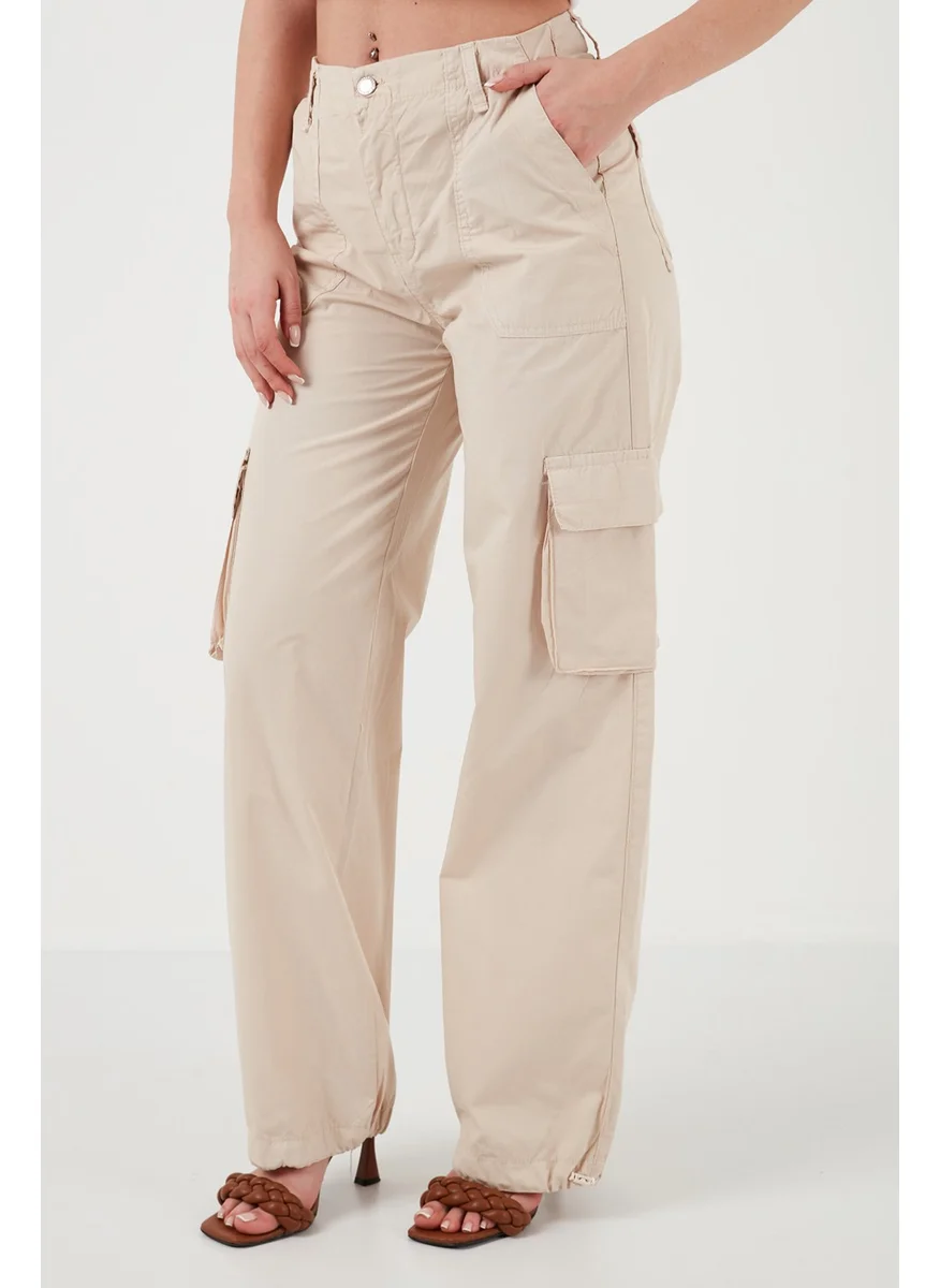 Lela Cotton High Waist Wide Leg Cargo Pants Women's Trousers 668YP50022S4