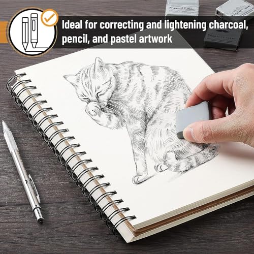 KRAFTMASTERS Kneaded Eraser, Gray - Artist Gum Eraser for Drawing, Moldable and Kneadable (3 Pack) - Image 5
