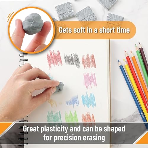 KRAFTMASTERS Kneaded Eraser, Gray - Artist Gum Eraser for Drawing, Moldable and Kneadable (3 Pack) - Image 3