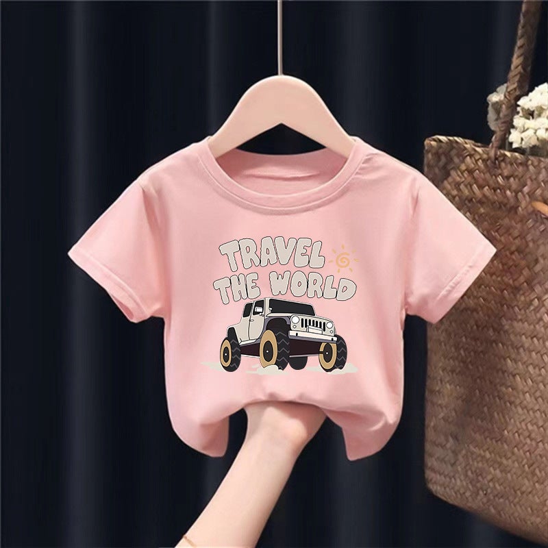 2226# Cotton Children'S Short-Sleeved T-Shirt Boys And Girls Cartoon Western Style Top Baby Half-Sleeved T-Shirt - Image 1