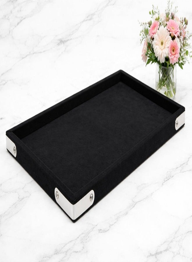 SENTONI Velvet Jewellery Finding Beading Tray Finding Display Organiser Perfect for Necklaces and Bracelets Jewellery Cosmetic Organizer Tray 15x12 Inch Pack of 2 (Black) - Image 3
