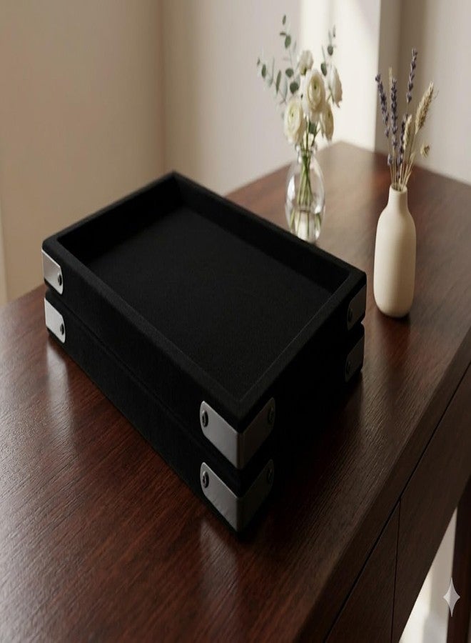 SENTONI Velvet Jewellery Finding Beading Tray Finding Display Organiser Perfect for Necklaces and Bracelets Jewellery Cosmetic Organizer Tray 15x12 Inch Pack of 2 (Black) - Image 4