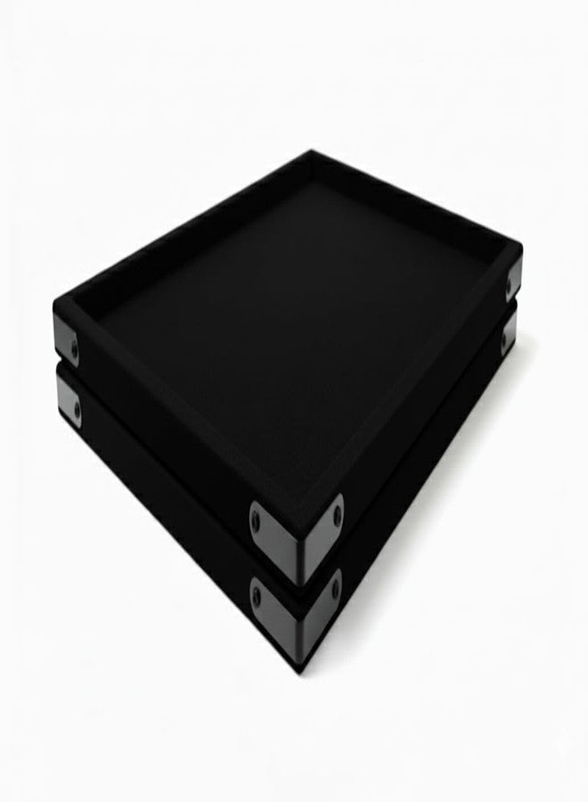 SENTONI Velvet Jewellery Finding Beading Tray Finding Display Organiser Perfect for Necklaces and Bracelets Jewellery Cosmetic Organizer Tray 15x12 Inch Pack of 2 (Black) - Image 1