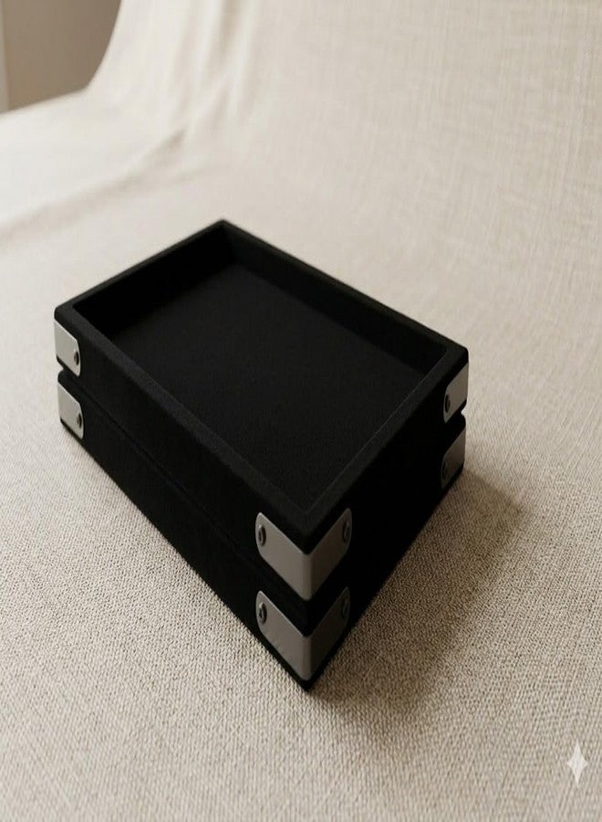 SENTONI Velvet Jewellery Finding Beading Tray Finding Display Organiser Perfect for Necklaces and Bracelets Jewellery Cosmetic Organizer Tray 15x12 Inch Pack of 2 (Black) - Image 2