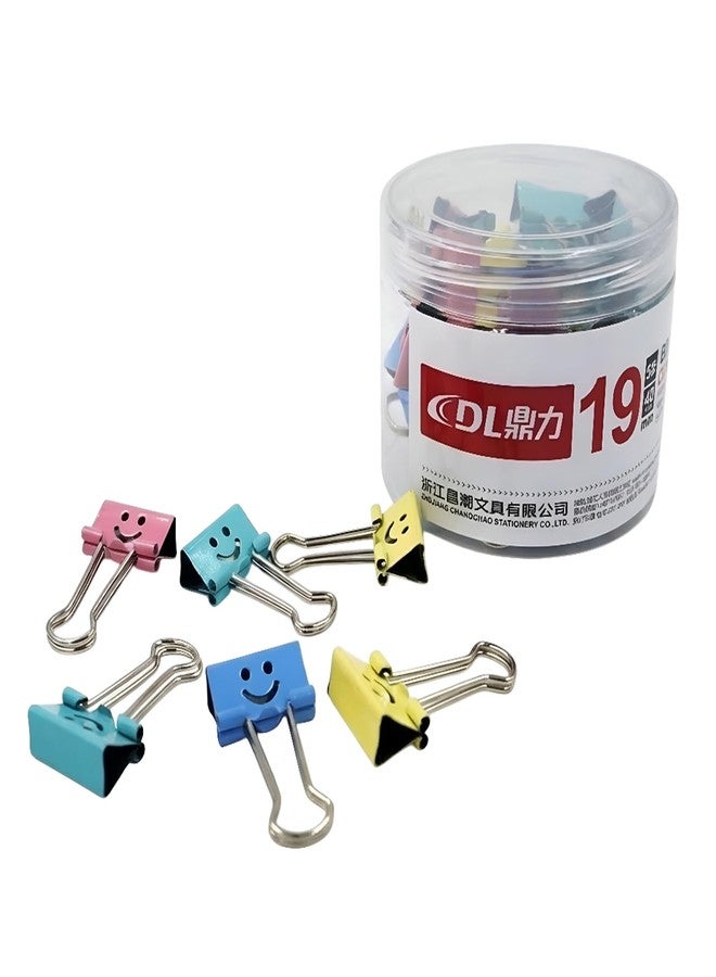 oddpod™ DL Smiley Pastel Multi-Coloured 19mm Binder Clips/Anti-Rust Binding Clamps for Stationery, Documents, Notes, Letters, Loose Papers, Decoration in Office, Home & School (40 Pcs Jar) - Image 1