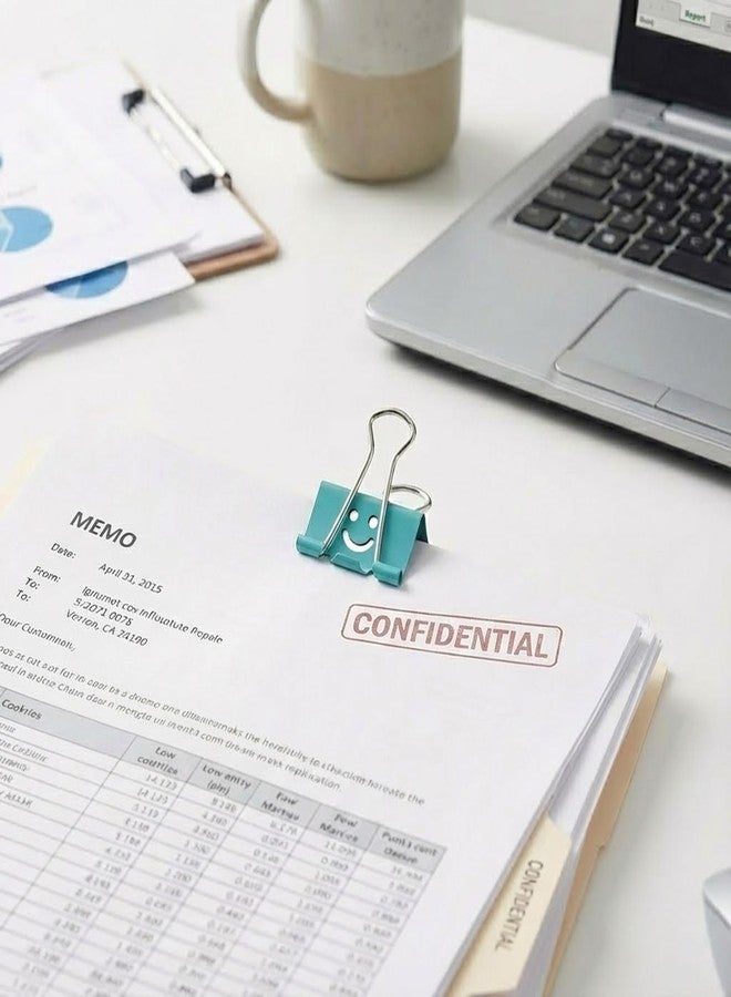 oddpod™ DL Smiley Pastel Multi-Coloured 19mm Binder Clips/Anti-Rust Binding Clamps for Stationery, Documents, Notes, Letters, Loose Papers, Decoration in Office, Home & School (40 Pcs Jar) - Image 2