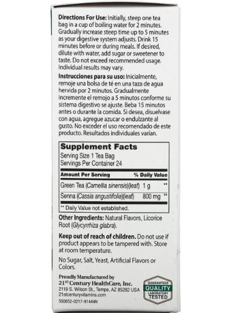 القرن الحادي والعشرون شاي تنحيف عشبي، شاي أخضر، 24 كيس شاي، 1.7 أونصة (48 جم) - Image 2
