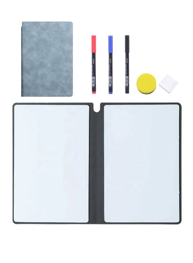 Generic Eco-Friendly Reusable Dry Erase Board with Wiping Tools, Two-sided Flip-open Dry Erase Pad, Multi-functional Whiteboard for Students, Office Workers, Designers, Painters  - Image 1