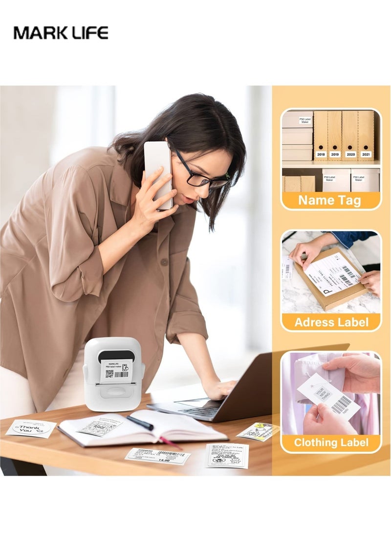 ماركليف ورق ملصقات حراري لماكينة وضع العلامات، مقاوم للماء والزيت للاستخدام المنزلي والمكتبي والأعمال الصغيرة، لطباعة الباركود، 220 ملصق/لفة، شريط بديل للملصقات (50×30 مم، أبيض)  - Image 5