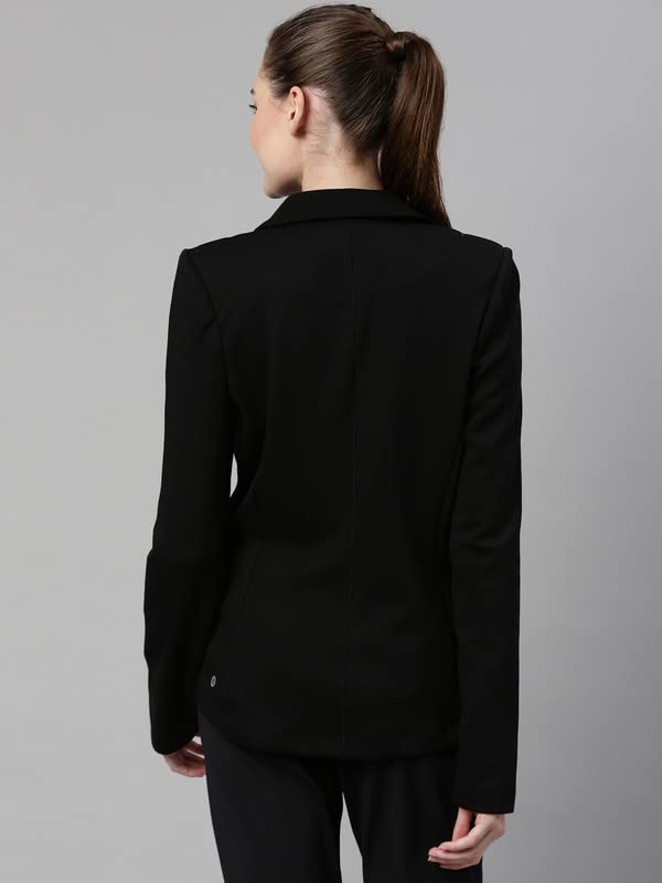 Enamor Athleisure Slim Fit Single Breasted One Button Sporty Blazer for Women with 2 Side Zipper Pockets - A903 | Quick Dry & Antimicrobial Finish Blazer (A903_Jet Black_S) - Image 2