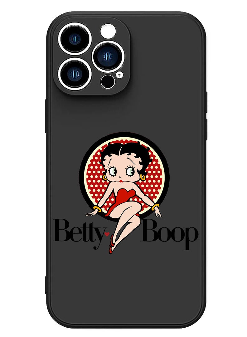 Theodor Protective Slim Fit Case Liquid Silicone Cover with Full Body Protection Anti-Scratch Shockproof Case For iPhone 12 Pro Max Black  - Betty Boop - Image 1