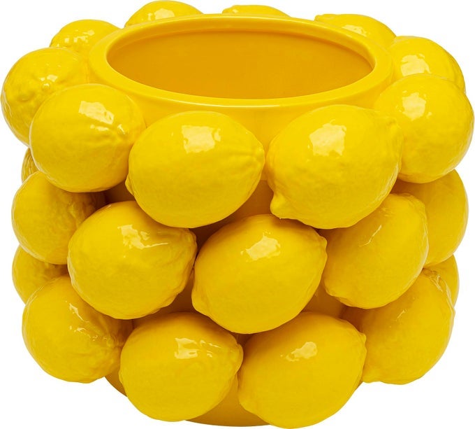DESIGN DECO VASE LEMON JUICE YELLOW DECORATIVE VASE FOR FLOWERS MODERN ROOM DECOR HOME DECOR TABLE DECORATION FOR LIVING ROOM BEDROOM HOME OFFICE 19X26X26 CM HWD