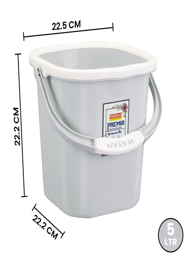 RATAN PLASTICWARE دلو ريتان بلاستيك وير بريميا (5 لتر × 3) - رمادي دياس | خفيف الوزن وسهل الحمل | دلو للحمام | تخزين الماء | مثالي للمسح | مصبوب مزدوج | 5 لتر - Image 2