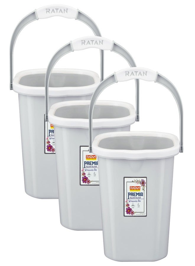 RATAN PLASTICWARE دلو ريتان بلاستيك وير بريميا (5 لتر × 3) - رمادي دياس | خفيف الوزن وسهل الحمل | دلو للحمام | تخزين الماء | مثالي للمسح | مصبوب مزدوج | 5 لتر - Image 1