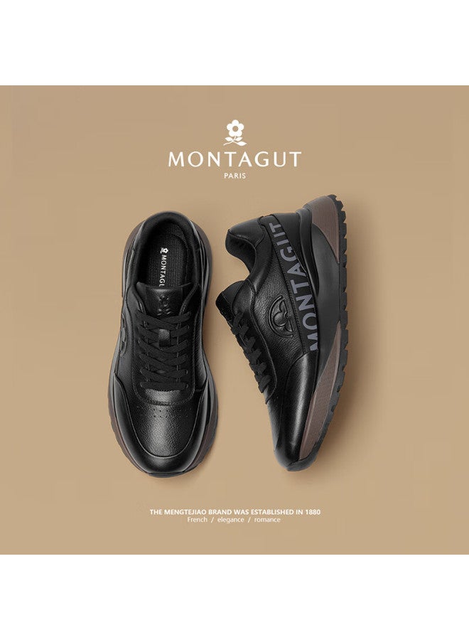 Montagut Men's Shoes Spring New Leather Sports Casual Shoes Thick Sole Breathable Height Increasing Luxury Shoes For Men - Image 4