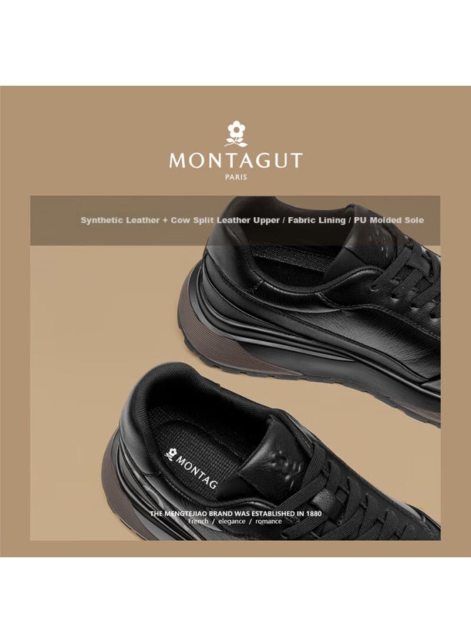 Montagut Men's Shoes Spring New Leather Sports Casual Shoes Thick Sole Breathable Height Increasing Luxury Shoes For Men - Image 1