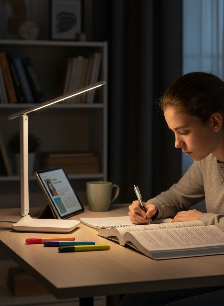 Plug-In Eye Protection Desk Lamp, Touch Control, Dimmable with Color Adjustment, Student Study Lamp for Bedroom and Bedside, Children Desk Lamp, Adjustable Brightness LED Table Lamp - Image 2