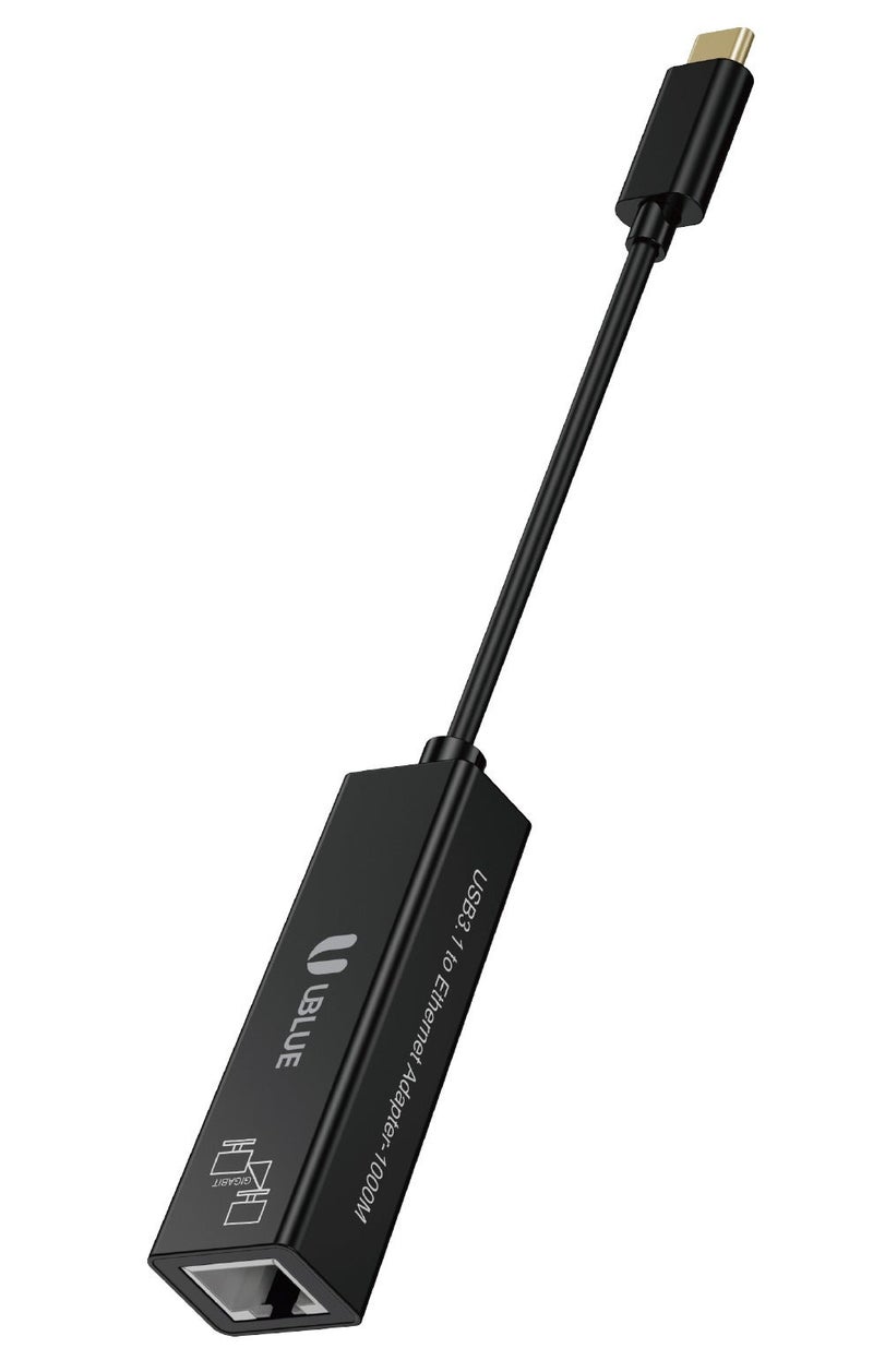 يوبلو محول UBLUE من USB-C إلى إيثرنت، بسرعة جيجابت 10/100/1000 ميجابت في الثانية، RJ45، مصنوع من PVC + ABS + ألومنيوم، محول شبكة محلية من النوع C، أسود، متوافق مع MacBook وSurface Pro وiPad Pro وSwitch وPS5 وGalaxy Tabs - Image 2