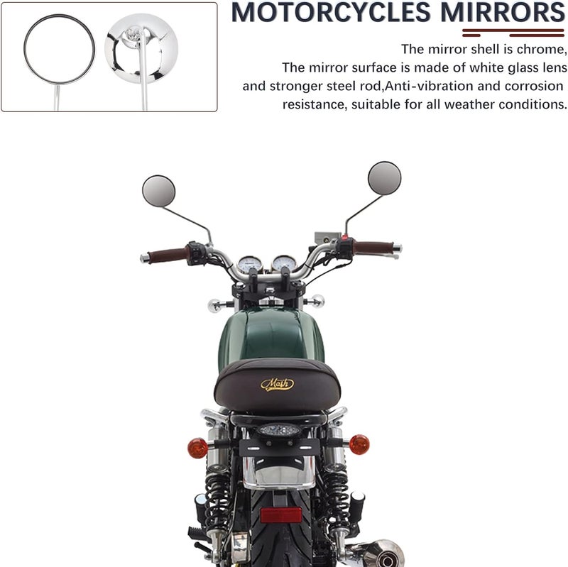 DREAMIZER Motorcycle Rear View Mirror - Chrome 7/8" 10MM Handlebar Side Mirror - Image 3