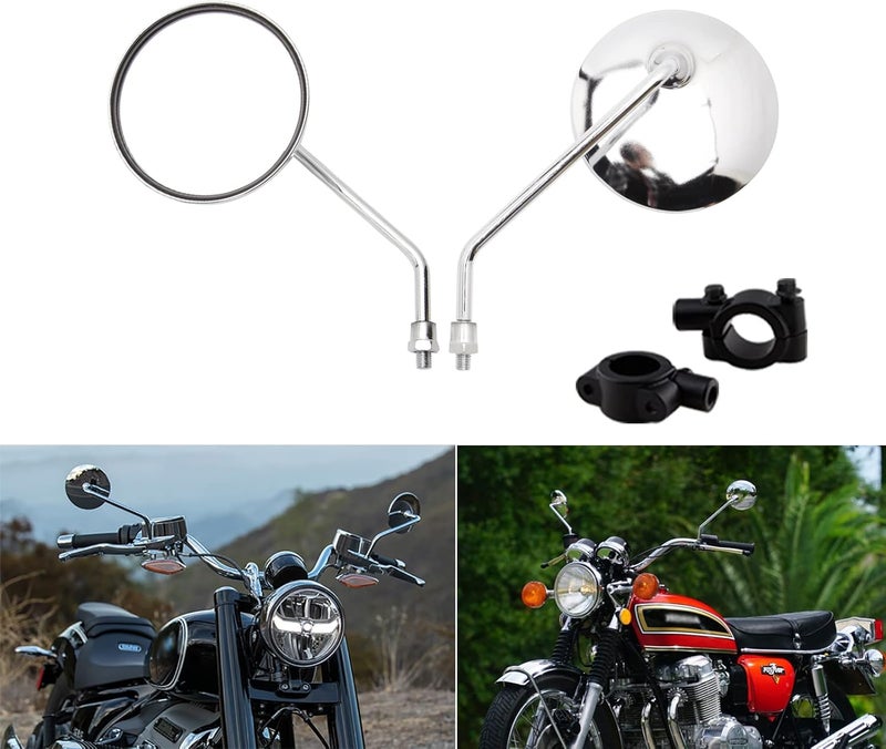 DREAMIZER Motorcycle Rear View Mirror - Chrome 7/8" 10MM Handlebar Side Mirror - Image 2