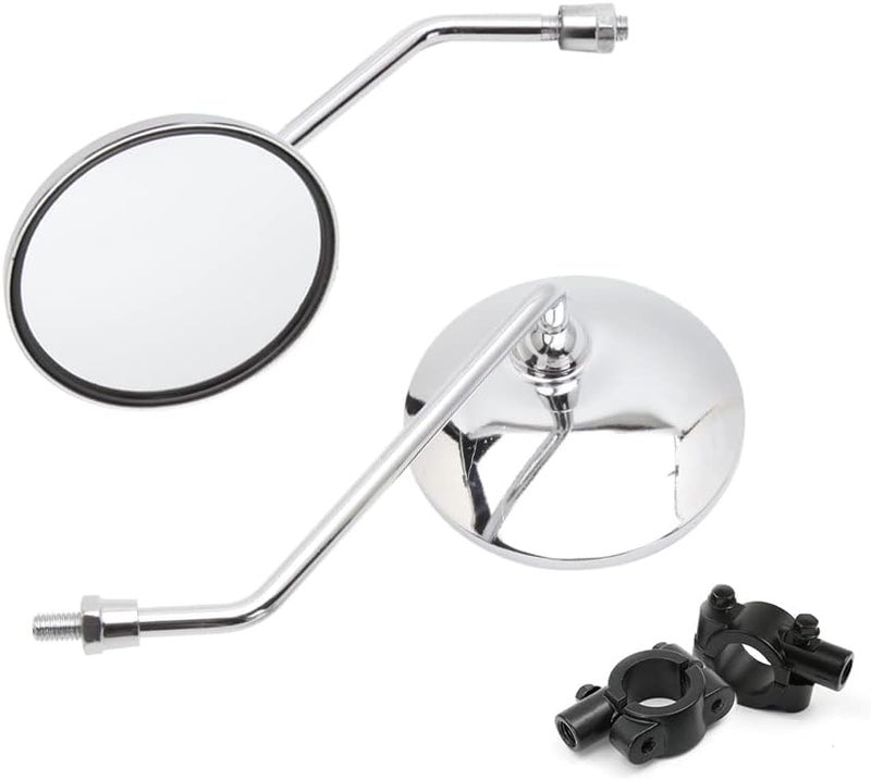 DREAMIZER Motorcycle Rear View Mirror - Chrome 7/8" 10MM Handlebar Side Mirror - Image 1
