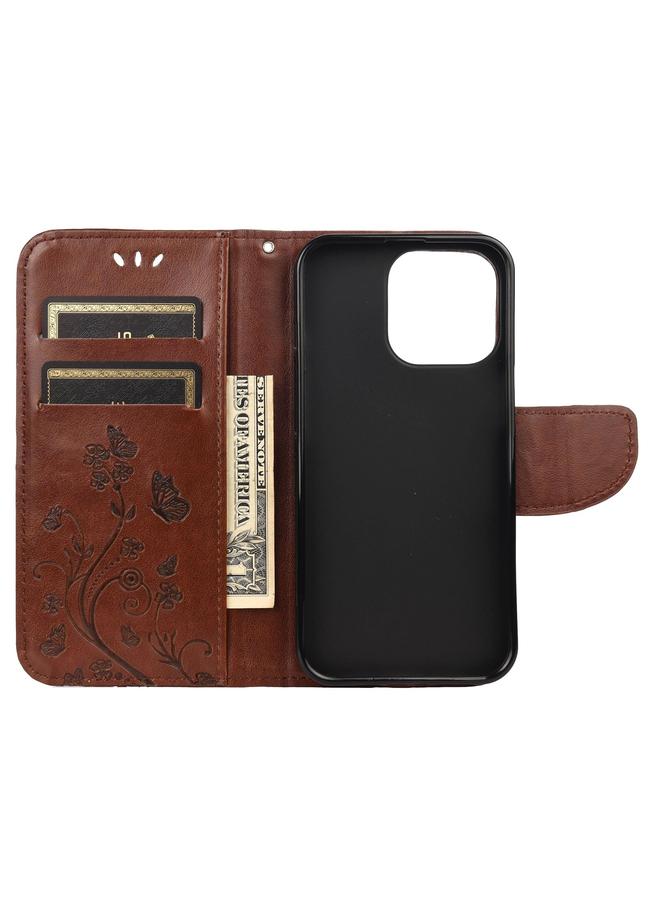 Zaboon Case For iPhone 13 Butterfly Flower Pattern Horizontal Flip Leather Case with Holder & Card Slots & Wallet - Image 4