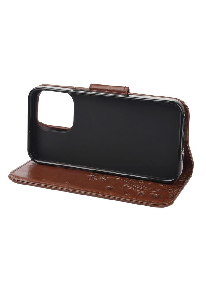 Zaboon Case For iPhone 13 Butterfly Flower Pattern Horizontal Flip Leather Case with Holder & Card Slots & Wallet - Image 5