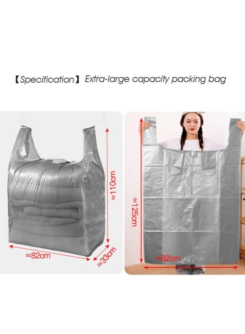 كيلا حقيبة تعبئة مكونة من 10 قطع بسعة كبيرة جدًا، حقيبة تخزين لحاف سميكة، حقائب تخزين بلاستيكية للصدريات لنقل وحمل الأغراض، حقيبة تخزين البطانيات والملابس (رمادي) - Image 2