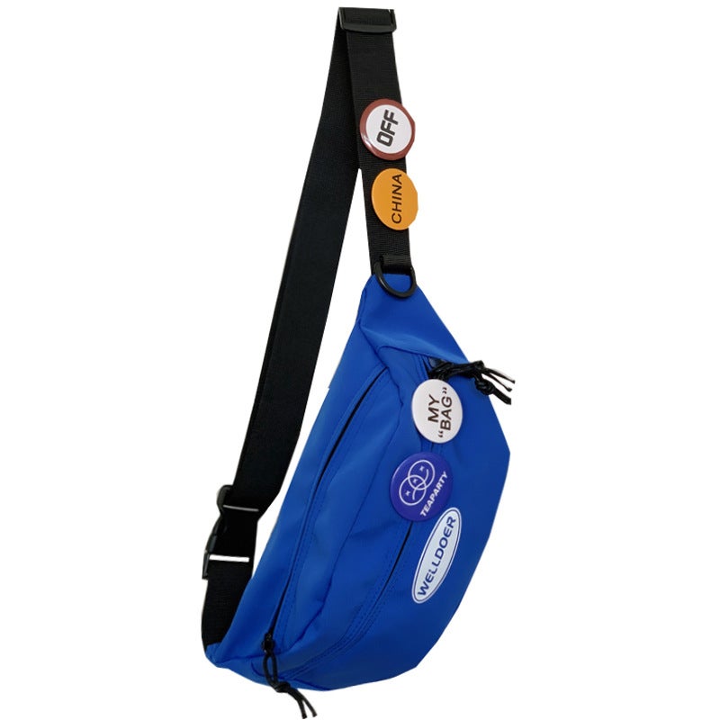 Kids Waterproof Polyester Chest Bag with Nylon Lining, Color-Block Letter Design - Image 3