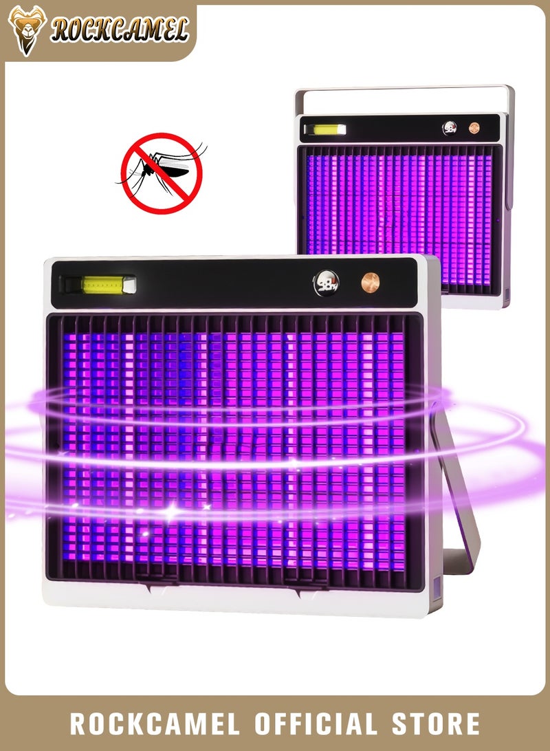 ROCKCAMEL مصيدة بعوض إلكترونية، 3000 فولت لاسلكية مع بطارية قابلة لإعادة الشحن 2400 مللي أمبير، مصيدة حشرات بالأشعة فوق البنفسجية 360 درجة، للحائط / للمكتب، شاشة LED تعمل بصمت، قابلة للإزالة والغسل، آمنة للرضع والأطفال، مبيد حشرات كهربائي للاستخدام في الداخل والخارج - Image 1
