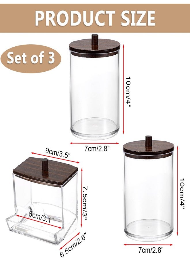 BTSKY Set of 3 PaperClip Holders with Bamboo Lid, Round Binder Holder for Desk, Clear Paper Clip Dispenser Small Office Supply Accessory Organizer Qtip Holder for Office Bathroom Vanity, Black - Image 3