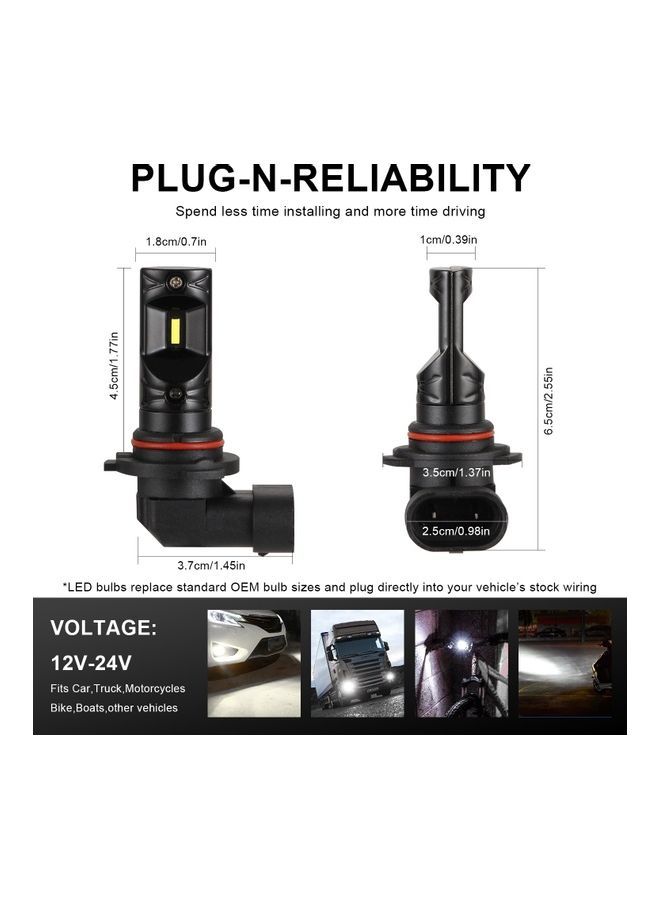 NIBEMINENT 2PCS 9005/HB3 80W 6500K Super Bright LED Fog Light Bulbs Car Driving Lamp - Image 4