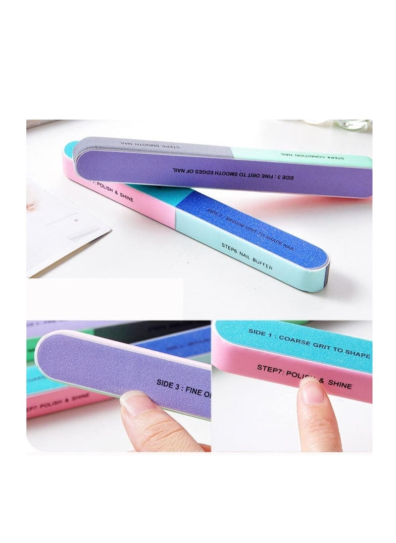 Premify Nail Boards 6 Step Professional Nail File and Buffers, 7-Way Nail Buffing Blocks, Washable Emery Boards for Care Manicure Nail Care Manicure Tools and Cosmetic Manicure  - Image 1