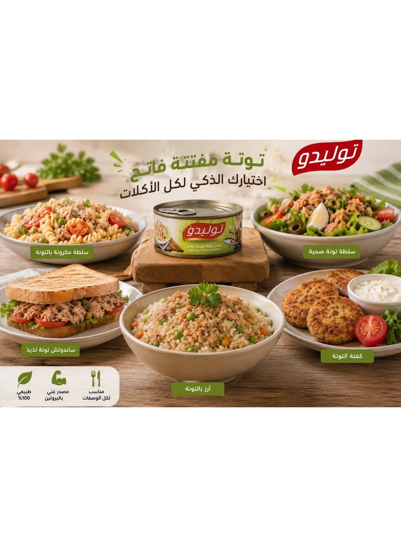 Tolido 6 Cans Premium Shredded Light Tuna Meat, High Protein, Low Fat, Ready to Serve, 140g Each, Value Pack - Image 4