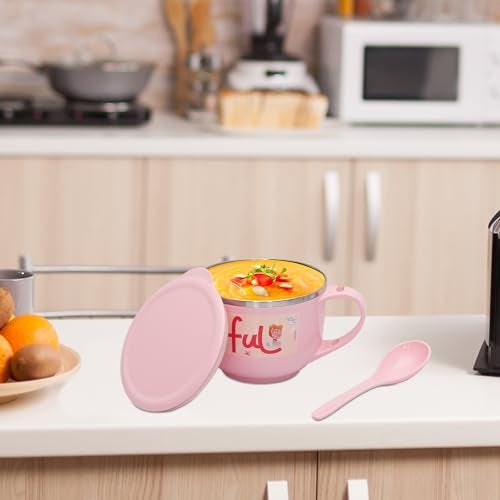 Jaypee Plus Stainless Steel Disney Princess Souptok Prime Soup Bowl with Lid & Spoon Maggi Bowl Noodles Pasta Cup,Best Diwali Gift, Birthday Gift for Girls and Boys, Pink, 700 Ml - Image 3
