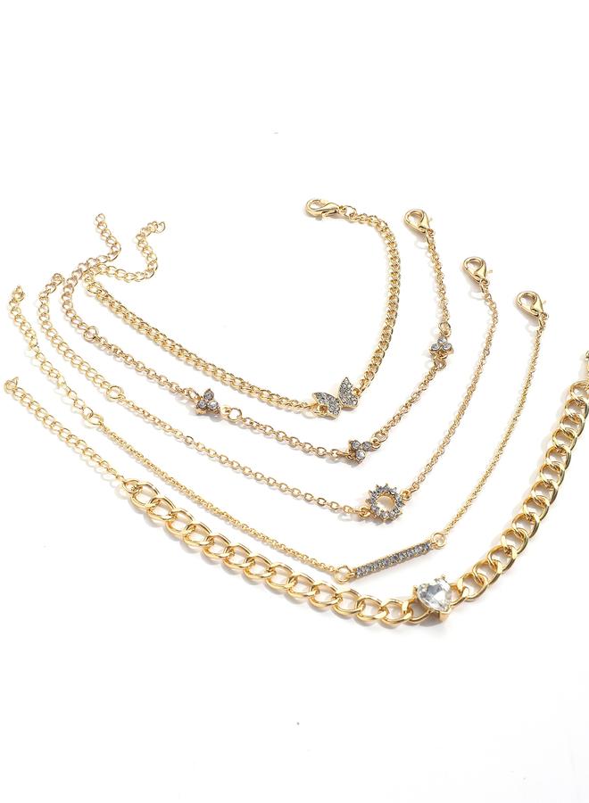 Take Two Set of 5 - Chain Rhinestones Decor Bracelets - Image 2