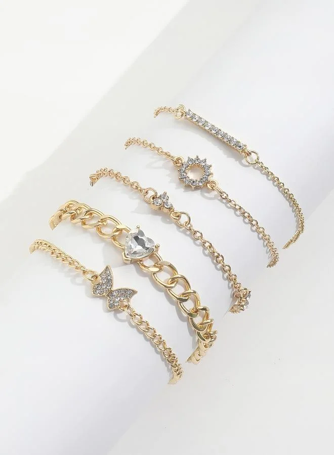 Take Two  Take Two Set of 5 - Chain Rhinestones Decor Bracelets for Women | Best Price UAE