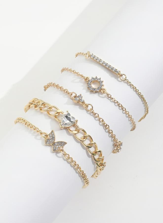 Take Two Set of 5 - Chain Rhinestones Decor Bracelets - Image 4
