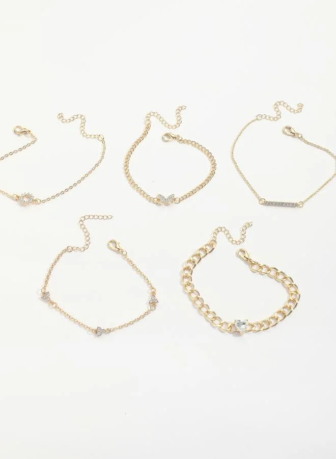 Take Two  Take Two Set of 5 - Chain Rhinestones Decor Bracelets for Women | Best Price UAE