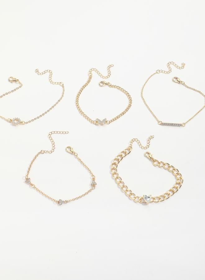 Take Two Set of 5 - Chain Rhinestones Decor Bracelets - Image 5