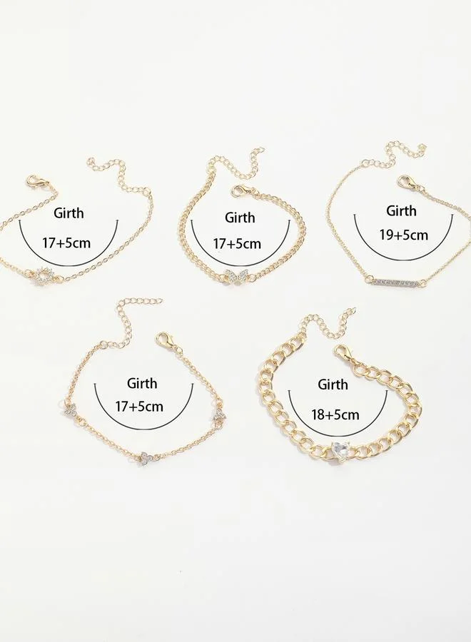 Take Two  Take Two Set of 5 - Chain Rhinestones Decor Bracelets for Women | Best Price UAE