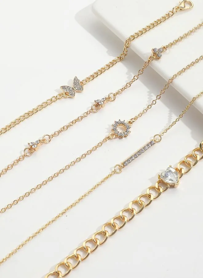 Take Two  Take Two Set of 5 - Chain Rhinestones Decor Bracelets for Women | Best Price UAE