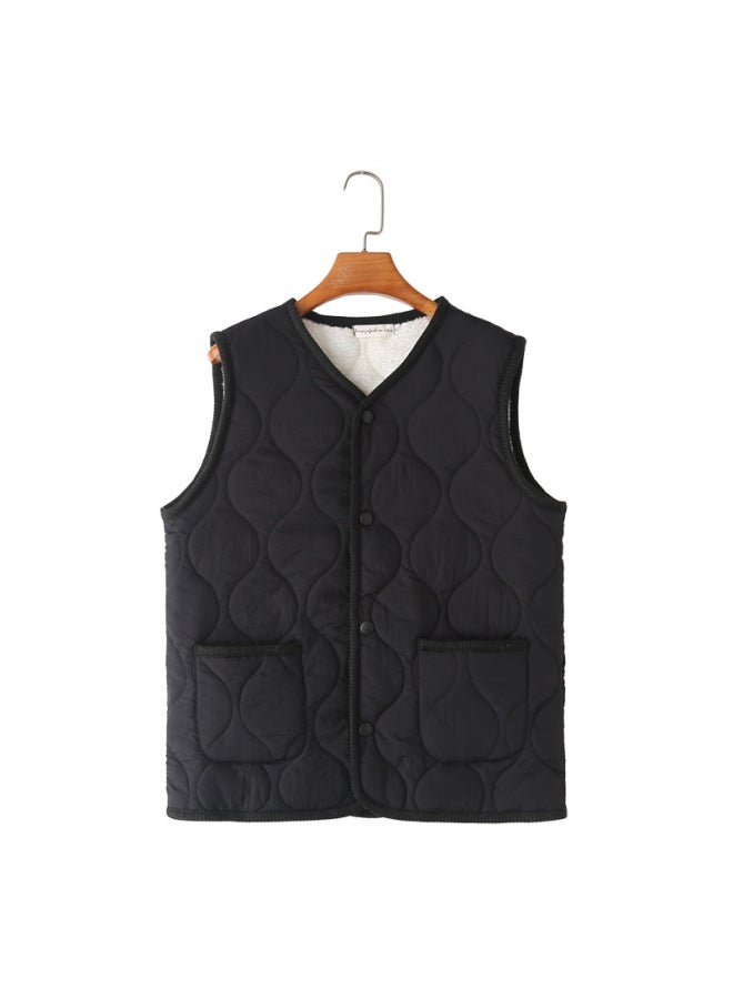 2023 Autumn And Winter Girl Fleece-lined Vest Plus Size Women's Vest Slimming Cotton Vest Simple All-match 8647 