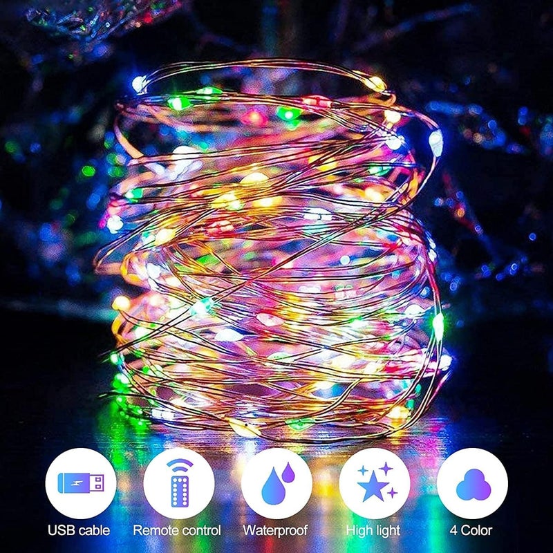 صن نيست سلسلة أضواء ستارة عيد الميلاد 300 LED 9.8FT × 9.8FT 8 أوضاع إضاءة أضواء خرافية مع جهاز تحكم عن بعد تعمل بالطاقة USB مقاومة للماء لتزيين غرفة النوم والحفلات وحفلات الزفاف والحديقة والجدران في عيد الميلاد - 4 ألوان - Image 3