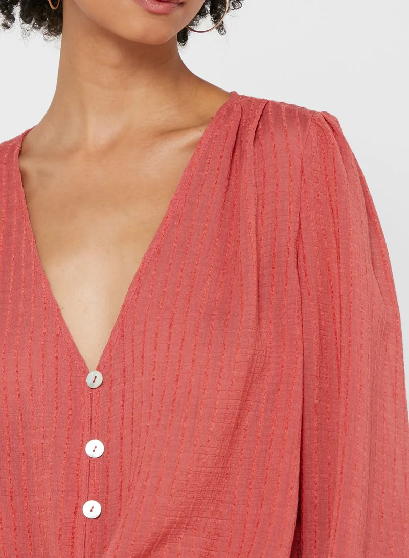 ONLY Front Knot Ribbed Top