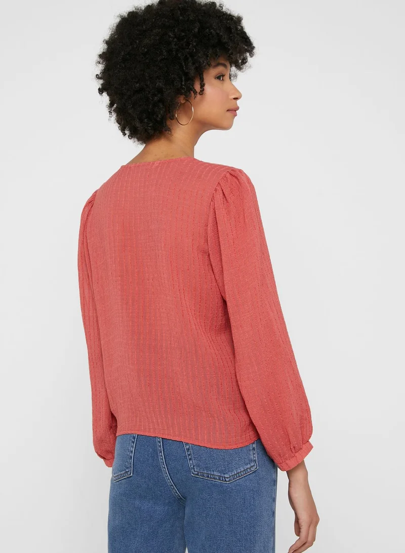 ONLY Front Knot Ribbed Top
