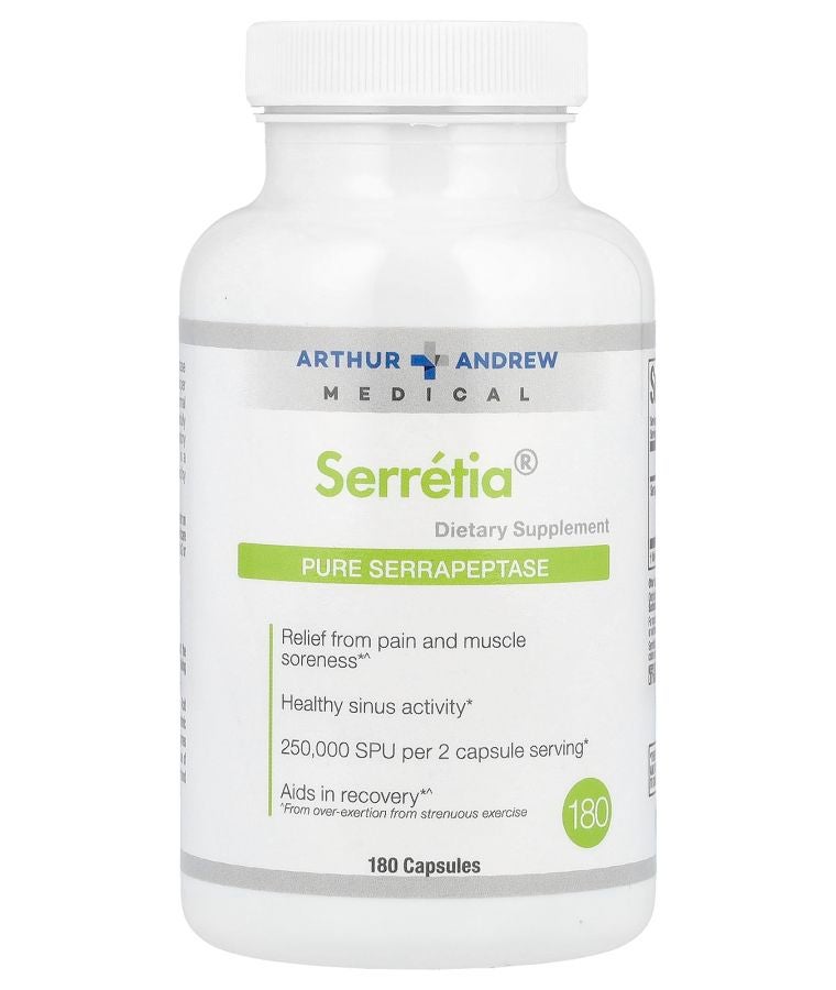 Arthur Andrew Medical Serretia® Pure Serrapeptase 180 Capsules (125000 SPU per Capsule)